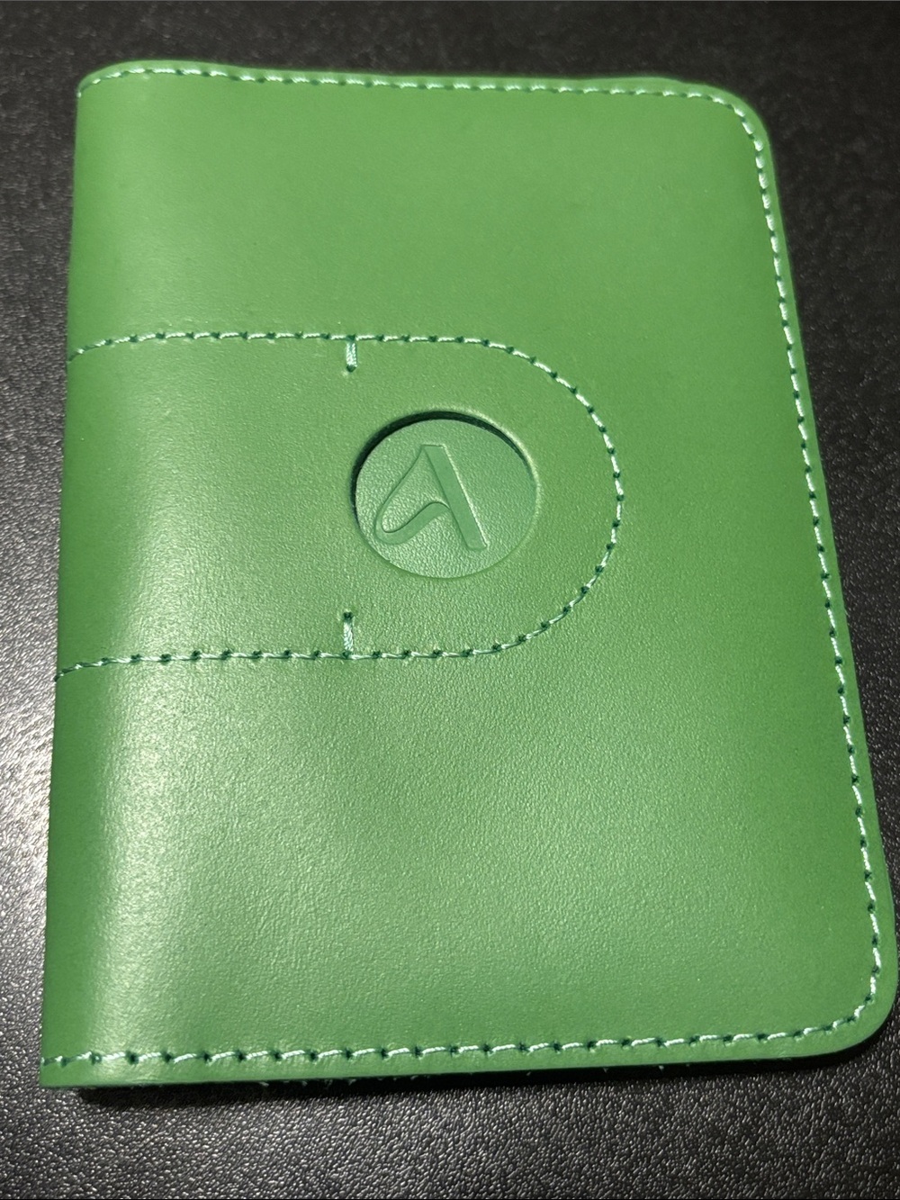 Avocado Green Leather Passport Holder With Area For‎ AirTag By ALLIVE